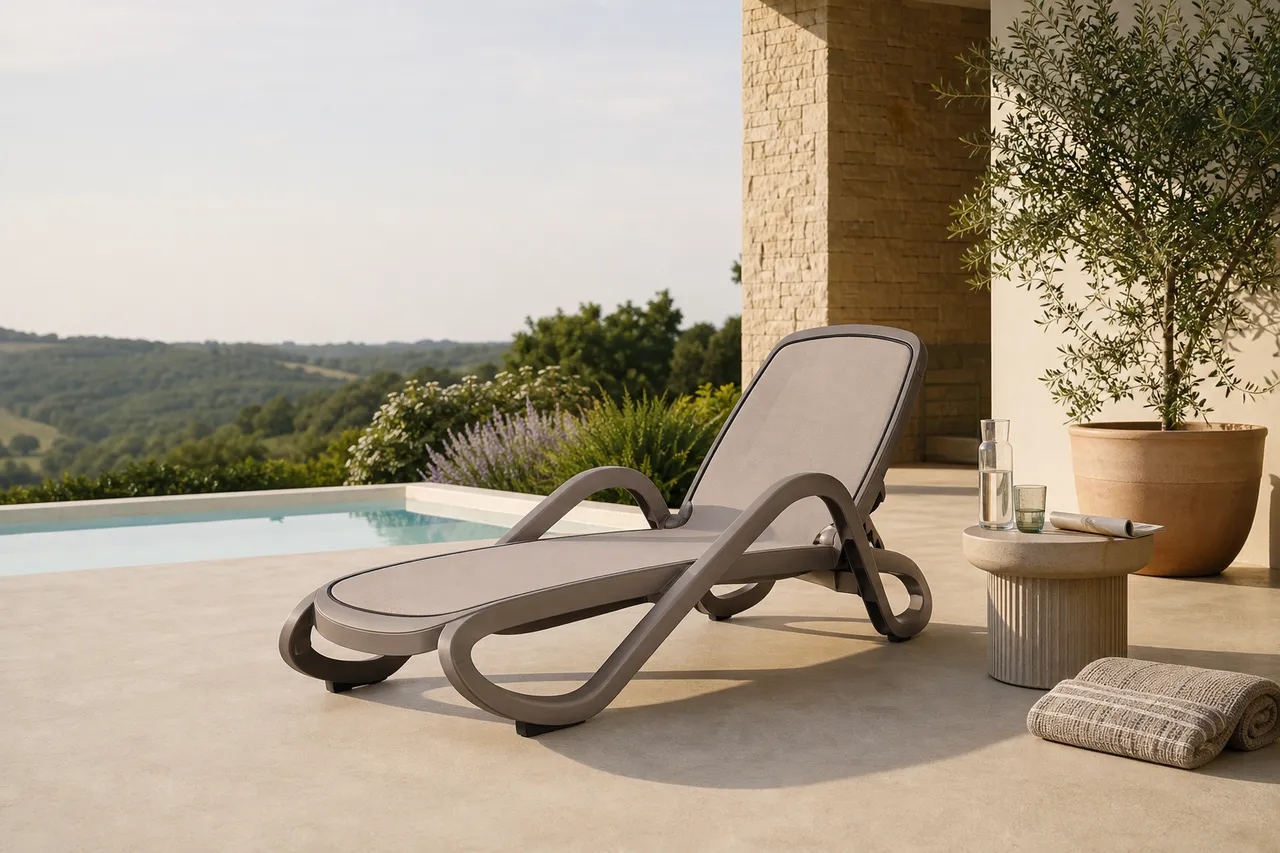 A calm outdoor pause, styled with order