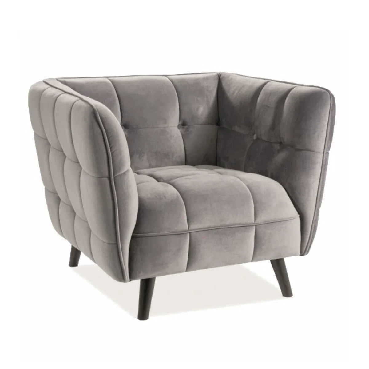 Szürke · SI CASTEL1 GREY BL 14 armchair; wenge legs/ Szürke kárpitos fotel, wen